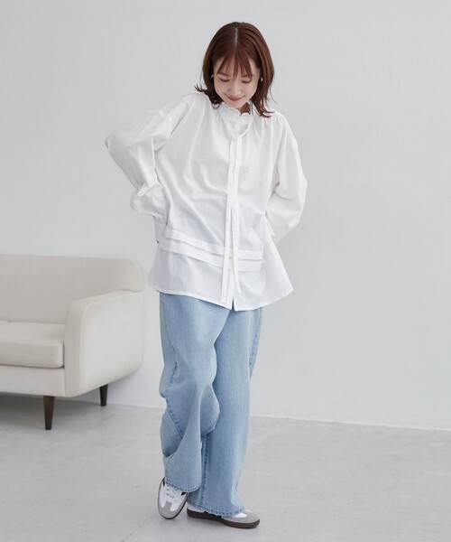 coen（コーエン）の「ワッシャーコットンフリルチュニックブラウス（シャツ/ブラウス・レディース・ブラック/オフホワイト/クリーム・FREE）」の18枚目の写真