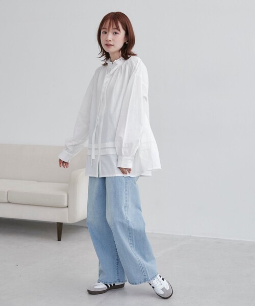 coen（コーエン）の「ワッシャーコットンフリルチュニックブラウス（シャツ/ブラウス・レディース・ブラック/オフホワイト/クリーム・FREE）」の19枚目の写真