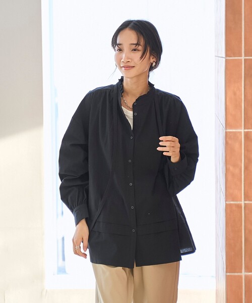 coen（コーエン）の「ワッシャーコットンフリルチュニックブラウス（シャツ/ブラウス・レディース・ブラック/オフホワイト/クリーム・FREE）」の21枚目の写真