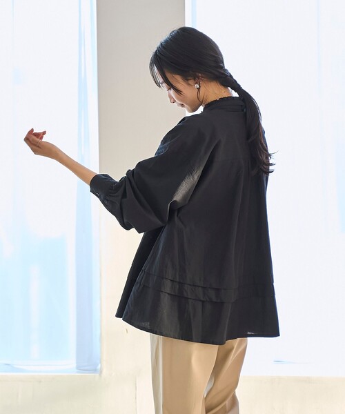 coen（コーエン）の「ワッシャーコットンフリルチュニックブラウス（シャツ/ブラウス・レディース・ブラック/オフホワイト/クリーム・FREE）」の22枚目の写真