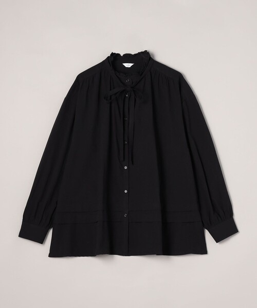 coen（コーエン）の「ワッシャーコットンフリルチュニックブラウス（シャツ/ブラウス・レディース・ブラック/オフホワイト/クリーム・FREE）」の4枚目の写真