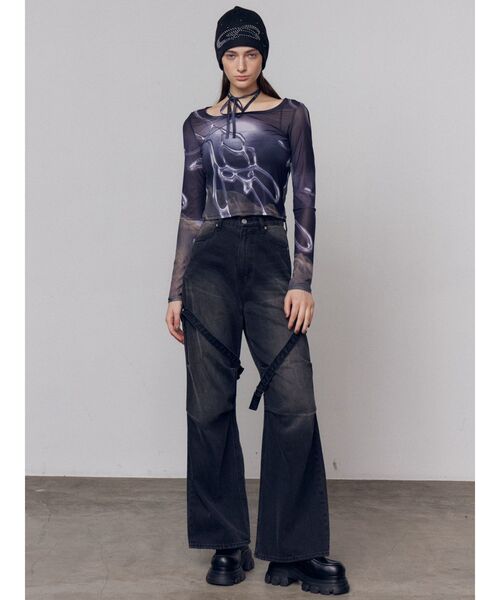 EMODA（エモダ）の「シアーチョーカーネックトップ（Tシャツ/カットソー・レディース・ブラック/ブルー/ネイビー・FREE）」の5枚目の写真