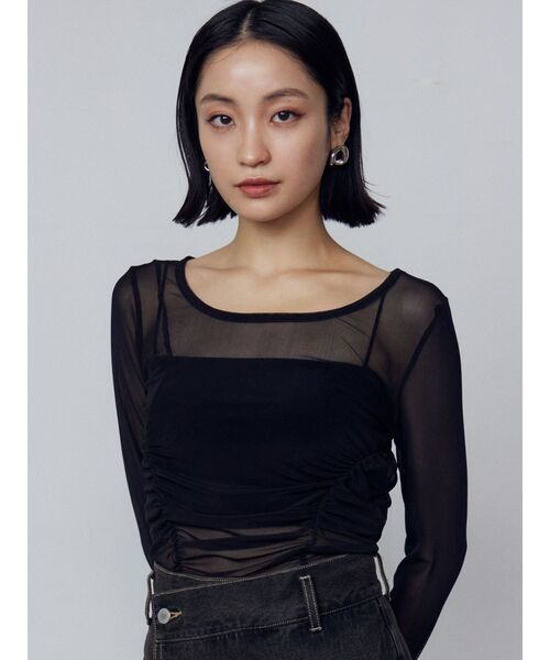 EMODA（エモダ）の「シアーチョーカーネックトップ（Tシャツ/カットソー・レディース・ブラック/ブルー/ネイビー・FREE）」の11枚目の写真