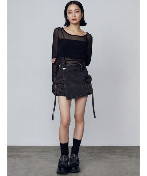 EMODA（エモダ）の「シアーチョーカーネックトップ（Tシャツ/カットソー・レディース・ブラック/ブルー/ネイビー・FREE）」の13枚目の写真