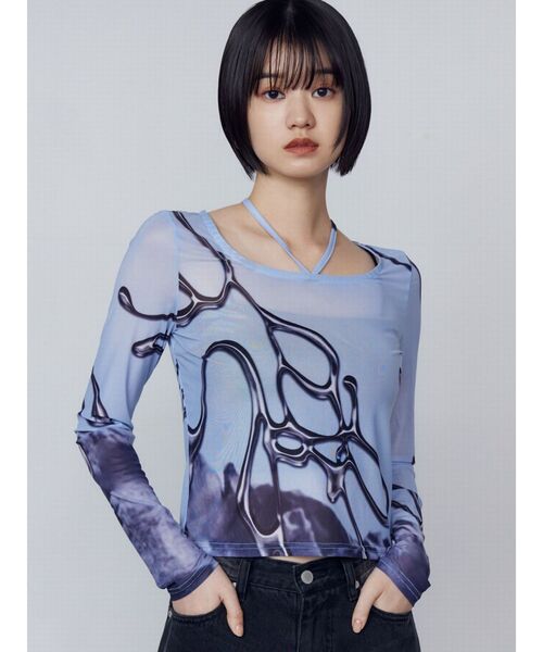 EMODA（エモダ）の「シアーチョーカーネックトップ（Tシャツ/カットソー・レディース・ブラック/ブルー/ネイビー・FREE）」の19枚目の写真