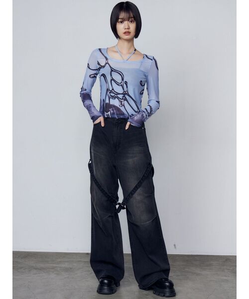 EMODA（エモダ）の「シアーチョーカーネックトップ（Tシャツ/カットソー・レディース・ブラック/ブルー/ネイビー・FREE）」の22枚目の写真