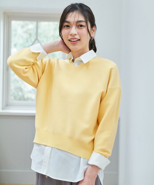 ANY(エニィ)の「【5色展開】Vネックガーターニットプルオーバー(ニット/セーター・レディース・グリーン系/イエロー系/ブラウン系/アイボリー系/サックスブルー系・F)」の22枚目の写真