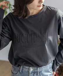 NAVY ロゴプリント長袖Tシャツ
