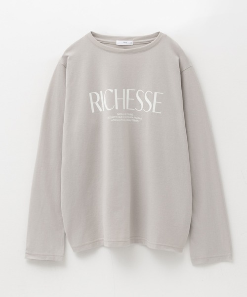 NAVY(ネイビー)の「NAVY ロゴプリント長袖Tシャツ(Tシャツ/カットソー・レディース・グレイッシュベージュ/オートミール/チャコール・M/L)」の22枚目の写真