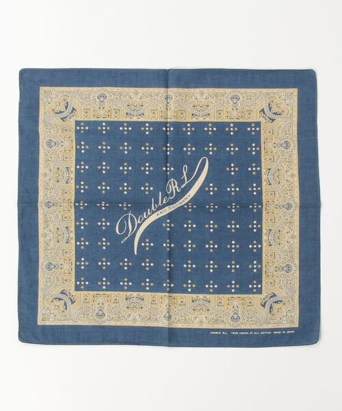 RRL(ダブル アール エル)の「ロゴ インディゴ コットン バンダナ(バンダナ/スカーフ・メンズ・ネイビー系1・ONE)」の4枚目の写真
