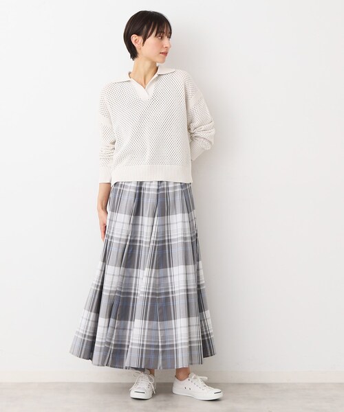 Dessin（デッサン）の「【ウエストゴム・4サイズ展開】映えチェック柄スカート（XS～L）（スカート・レディース・ピンク系その他2/サックスブルー系1/チャコールグレー・00/01/02/03）」の7枚目の写真