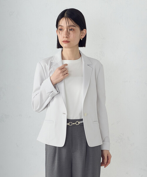 COMME CA ISM(コムサイズム)の「鹿の子 テーラードジャケット(テーラードジャケット・レディース・ネイビー/ライトグレー・LARGE/X-LARGE/X-SMALL/SMALL/MEDIUM)」の2枚目の写真