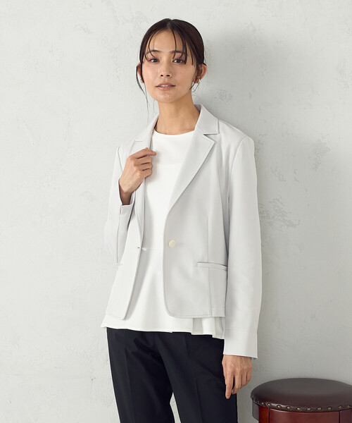 COMME CA ISM(コムサイズム)の「鹿の子 テーラードジャケット(テーラードジャケット・レディース・ネイビー/ライトグレー・LARGE/X-LARGE/X-SMALL/SMALL/MEDIUM)」の7枚目の写真