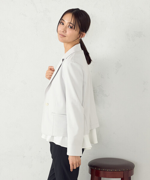 COMME CA ISM(コムサイズム)の「鹿の子 テーラードジャケット(テーラードジャケット・レディース・ネイビー/ライトグレー・LARGE/X-LARGE/X-SMALL/SMALL/MEDIUM)」の8枚目の写真