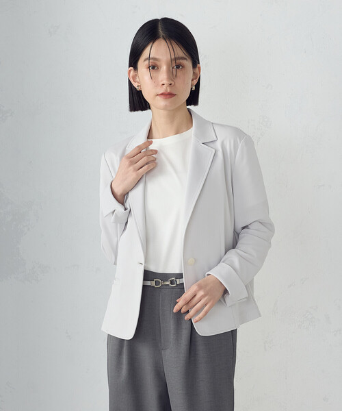 COMME CA ISM(コムサイズム)の「鹿の子 テーラードジャケット(テーラードジャケット・レディース・ネイビー/ライトグレー・LARGE/X-LARGE/X-SMALL/SMALL/MEDIUM)」の9枚目の写真