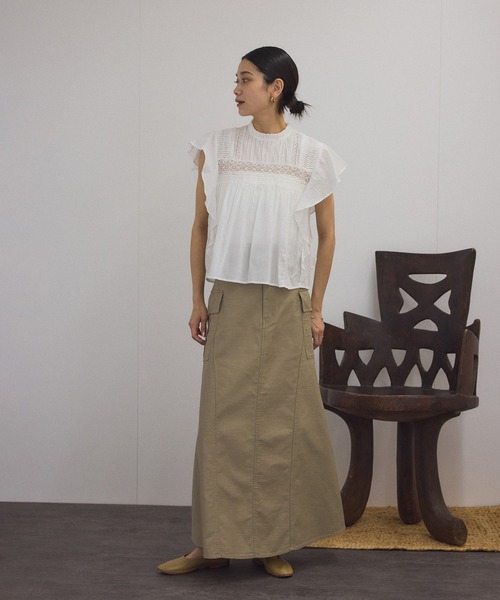 SALON adam et rope'（サロン アダム エ ロペ）の「【ZOZOTOWN限定】[S-Lサイズ展開]カーゴポケットスカート（スカート・レディース・ブラック/ベージュ/カーキ・S/M/L）」の4枚目の写真