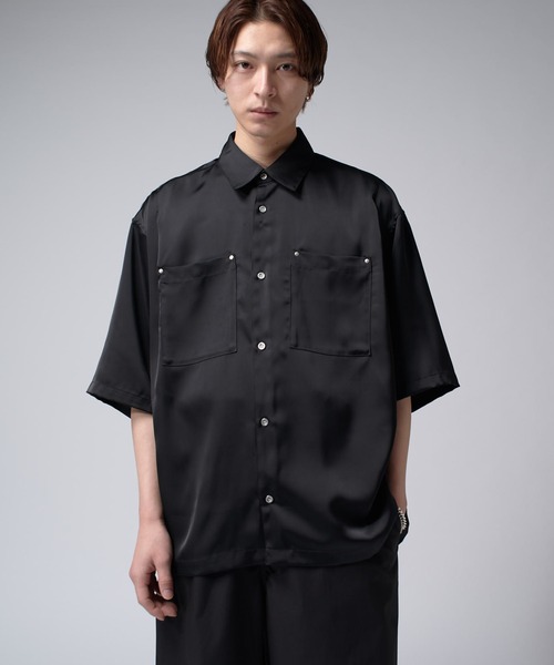 【Lui's】スカシャツ 黒 半袖シャツ 刺繍入り Lui's（ルイス）の「スカシャツ s/s（シャツ/ブラウス）」 - WEAR