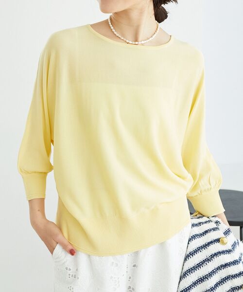 le.coeur blanc（ルクールブラン）の「ハイゲージドルマンプルオーバー（ニット/セーター・レディース・イエロー/ネイビー/ピンク/ライトベージュ・38）」の4枚目の写真