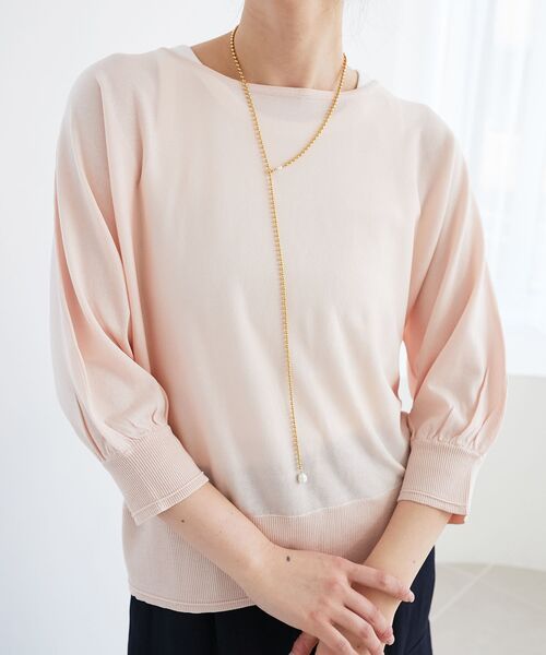 le.coeur blanc（ルクールブラン）の「ハイゲージドルマンプルオーバー（ニット/セーター・レディース・イエロー/ネイビー/ピンク/ライトベージュ・38）」の8枚目の写真