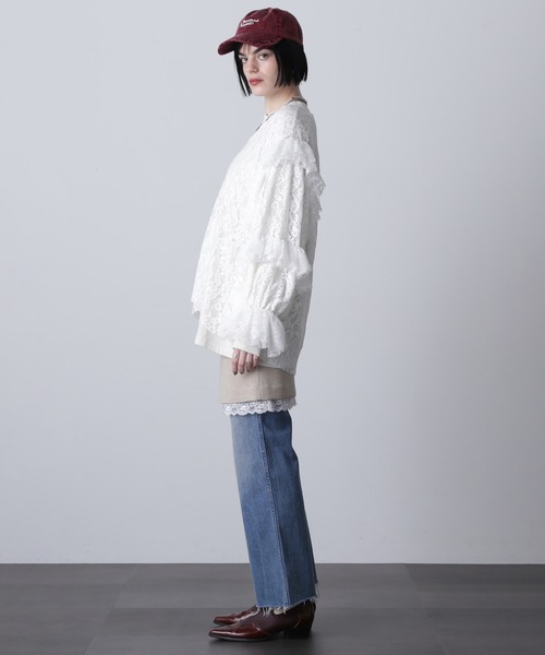 ROSE BUD（ローズバッド）の「(CREOLME)レースフリルプルオーバー（Tシャツ/カットソー・レディース・カーキ/ホワイト・ONE SIZE）」の4枚目の写真