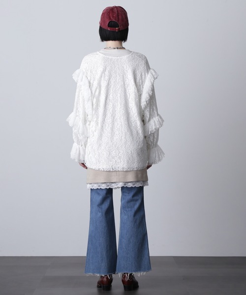 ROSE BUD（ローズバッド）の「(CREOLME)レースフリルプルオーバー（Tシャツ/カットソー・レディース・カーキ/ホワイト・ONE SIZE）」の5枚目の写真
