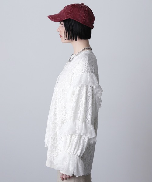 ROSE BUD（ローズバッド）の「(CREOLME)レースフリルプルオーバー（Tシャツ/カットソー・レディース・カーキ/ホワイト・ONE SIZE）」の7枚目の写真