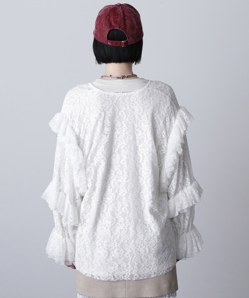 ROSE BUD（ローズバッド）の「(CREOLME)レースフリルプルオーバー（Tシャツ/カットソー・レディース・カーキ/ホワイト・ONE SIZE）」の8枚目の写真
