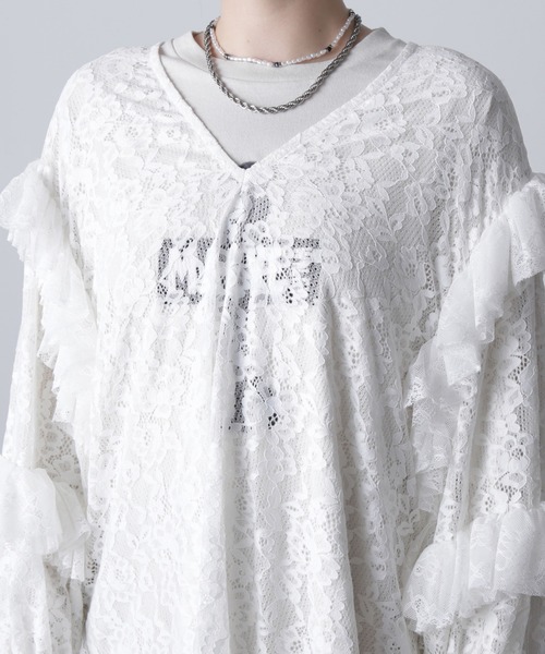ROSE BUD（ローズバッド）の「(CREOLME)レースフリルプルオーバー（Tシャツ/カットソー・レディース・カーキ/ホワイト・ONE SIZE）」の9枚目の写真