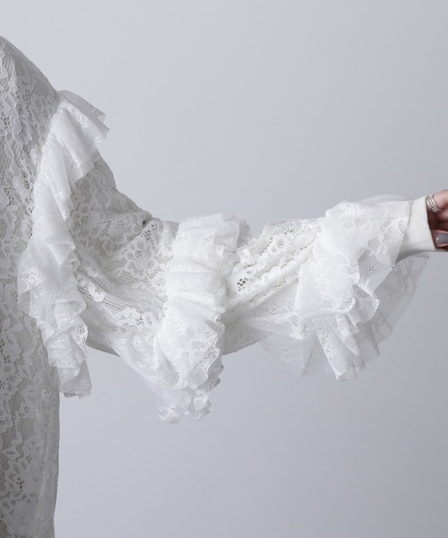 ROSE BUD（ローズバッド）の「(CREOLME)レースフリルプルオーバー（Tシャツ/カットソー・レディース・カーキ/ホワイト・ONE SIZE）」の11枚目の写真