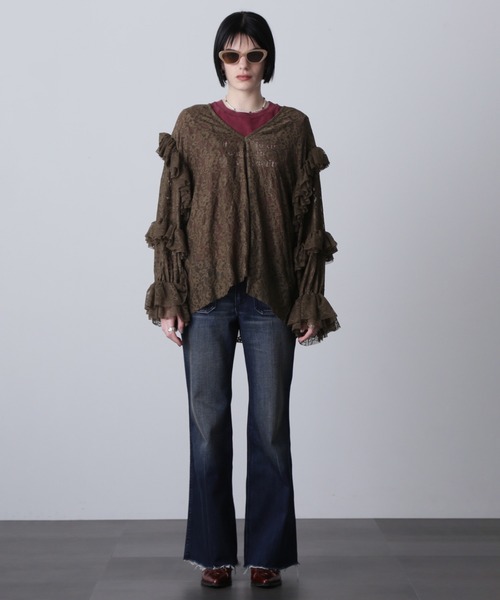 ROSE BUD（ローズバッド）の「(CREOLME)レースフリルプルオーバー（Tシャツ/カットソー・レディース・カーキ/ホワイト・ONE SIZE）」の13枚目の写真