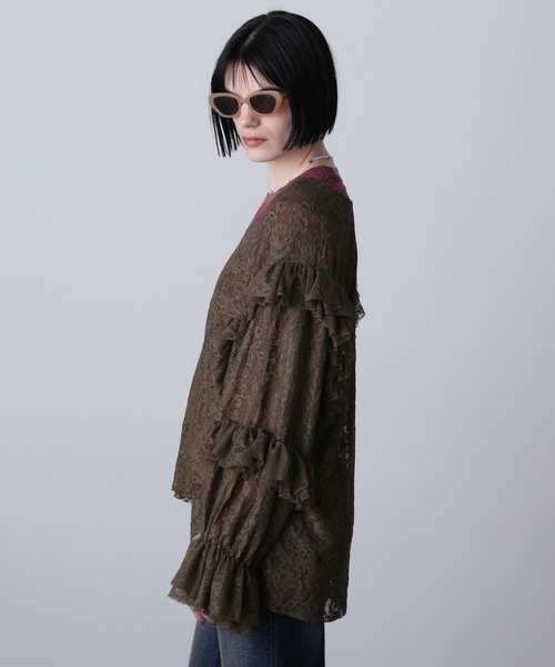 ROSE BUD（ローズバッド）の「(CREOLME)レースフリルプルオーバー（Tシャツ/カットソー・レディース・カーキ/ホワイト・ONE SIZE）」の17枚目の写真