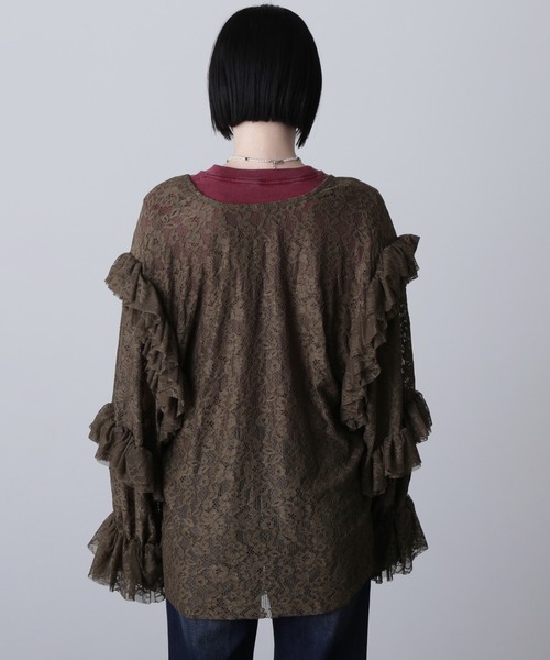 ROSE BUD（ローズバッド）の「(CREOLME)レースフリルプルオーバー（Tシャツ/カットソー・レディース・カーキ/ホワイト・ONE SIZE）」の18枚目の写真