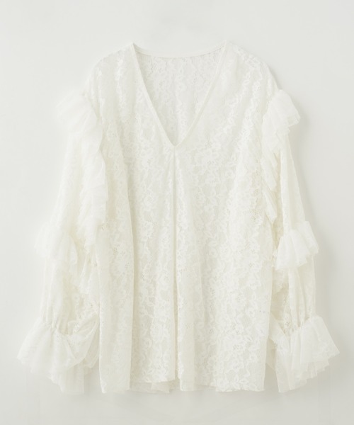 ROSE BUD（ローズバッド）の「(CREOLME)レースフリルプルオーバー（Tシャツ/カットソー・レディース・カーキ/ホワイト・ONE SIZE）」の19枚目の写真