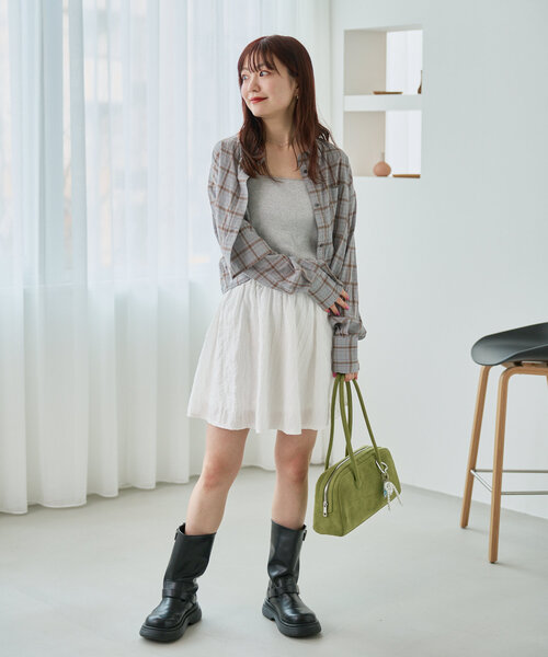 Kastane（カスタネ）の「ウェーブフレアミニスカート（スカート・レディース・ブラック/オフホワイト・FREE）」の6枚目の写真