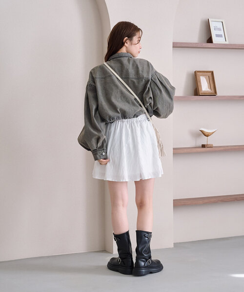 Kastane（カスタネ）の「ウェーブフレアミニスカート（スカート・レディース・ブラック/オフホワイト・FREE）」の12枚目の写真