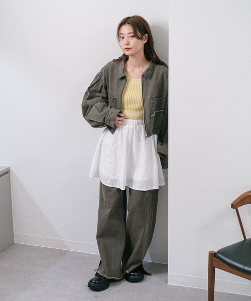 Kastane（カスタネ）の「ウェーブフレアミニスカート（スカート・レディース・ブラック/オフホワイト・FREE）」の13枚目の写真