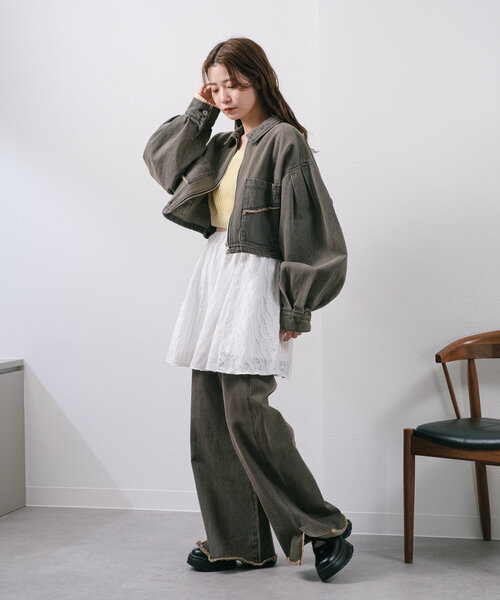 Kastane（カスタネ）の「ウェーブフレアミニスカート（スカート・レディース・ブラック/オフホワイト・FREE）」の14枚目の写真