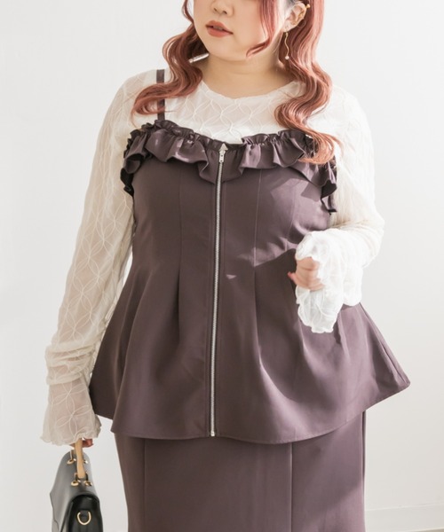 CLETTE(クレット)の「フリルジップビスチェ(その他トップス・レディース・ブラック/ピンク/ブラウン・3L/LL/4L)」の2枚目の写真
