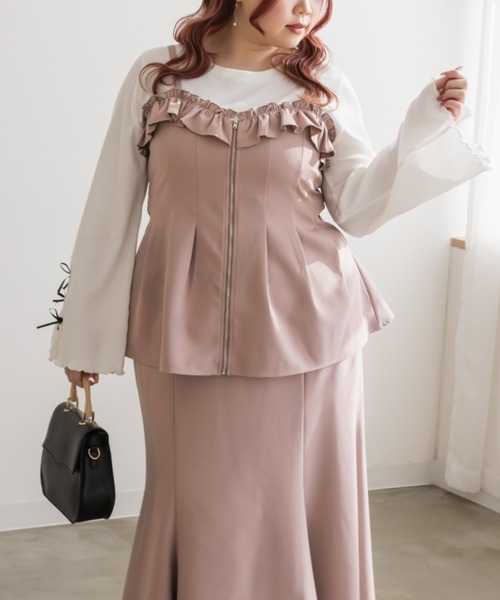 CLETTE(クレット)の「フリルジップビスチェ(その他トップス・レディース・ブラック/ピンク/ブラウン・3L/LL/4L)」の3枚目の写真