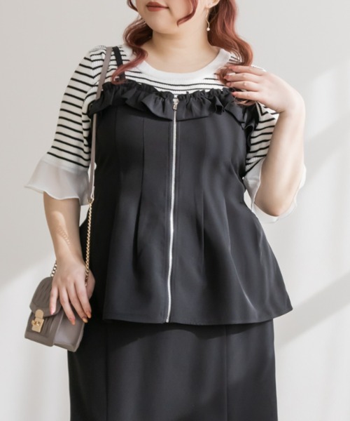 CLETTE(クレット)の「フリルジップビスチェ(その他トップス・レディース・ブラック/ピンク/ブラウン・3L/LL/4L)」の1枚目の写真