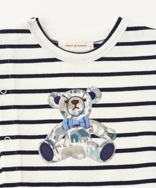 sense of wonder(センスオブワンダー)の「リバティテディベアショートオール(ロンパース・キッズ・ライトブルー/ネイビー/ホワイト系・70cm/80cm)」の10枚目の写真