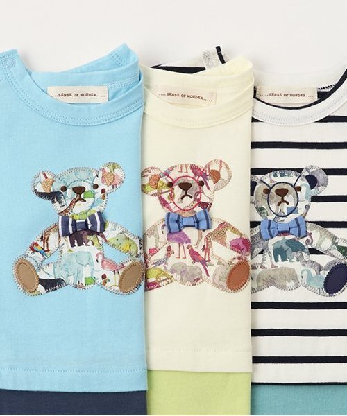 sense of wonder(センスオブワンダー)の「リバティテディベアショートオール(ロンパース・キッズ・ライトブルー/ネイビー/ホワイト系・70cm/80cm)」の11枚目の写真