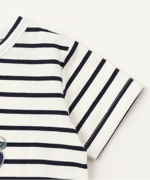 sense of wonder(センスオブワンダー)の「リバティテディベアショートオール(ロンパース・キッズ・ライトブルー/ネイビー/ホワイト系・70cm/80cm)」の4枚目の写真