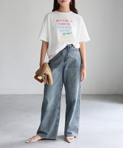 Riberry(リベリー)の「マルチカラーロゴプリント半袖ビッグTシャツ(Tシャツ/カットソー・レディース・ブラック/ホワイト・FREE)」の14枚目の写真