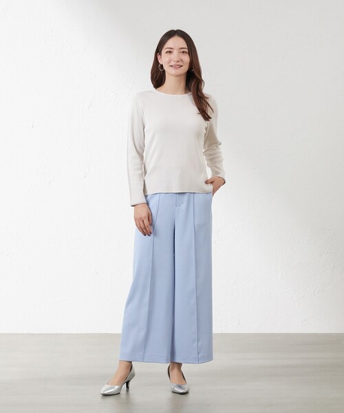 amaca(アマカ)の「リリーワルツセミワイドパンツ(その他パンツ・レディース・ブルー系その他4/ベージュ/ダークネイビー/グリーン系その他5・38/40/36)」の5枚目の写真