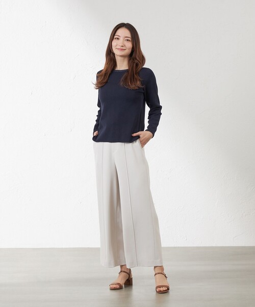 amaca(アマカ)の「リリーワルツセミワイドパンツ(その他パンツ・レディース・ブルー系その他4/ベージュ/ダークネイビー/グリーン系その他5・38/40/36)」の7枚目の写真