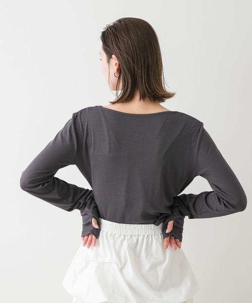 SENSE OF PLACE by URBAN RESEARCH(センスオブプレイスバイアーバンリサーチ)の「シャーリングドレープトップ(Tシャツ/カットソー・レディース・カーキ/チャコールグレー/ベージュ・ONE)」の15枚目の写真