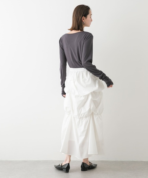 SENSE OF PLACE by URBAN RESEARCH(センスオブプレイスバイアーバンリサーチ)の「シャーリングドレープトップ(Tシャツ/カットソー・レディース・カーキ/チャコールグレー/ベージュ・ONE)」の20枚目の写真