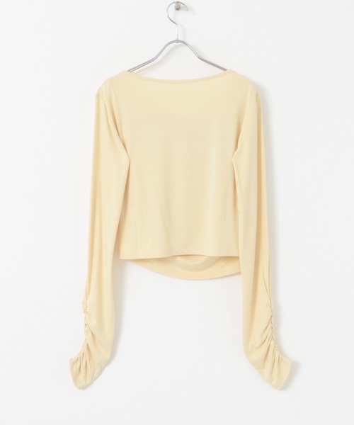 SENSE OF PLACE by URBAN RESEARCH(センスオブプレイスバイアーバンリサーチ)の「シャーリングドレープトップ(Tシャツ/カットソー・レディース・カーキ/チャコールグレー/ベージュ・ONE)」の6枚目の写真