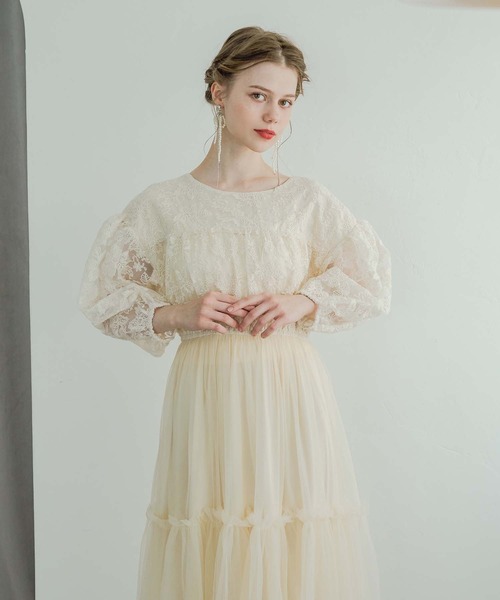 Ambre Neige（アンブルネージュ）の「flower design docking dress / 花柄ドッキングワンピース（ワンピース・レディース・ブラック/アイボリー・FREE）」の20枚目の写真